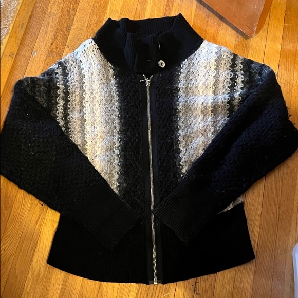 Free People Sweaters - Free People Gray Black Ombre Zip up Sweater Coat L